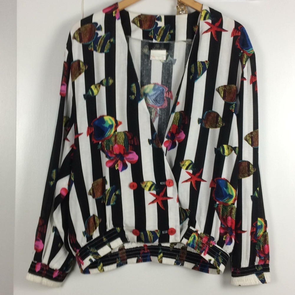 ADORABLE vintage BEACH COVERUP TOP TROPICAL